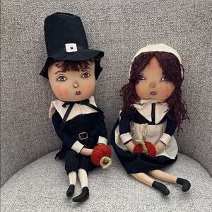 Joe Spencer Gathered Traditions Adam Eve Pilgrim handcrafted dolls Thanksgiving